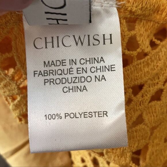 CHICWISH Crochet Lace Overlay Pencil Skirt Size Sz XS Golden Pumpkin NWT - Picture 4 of 4